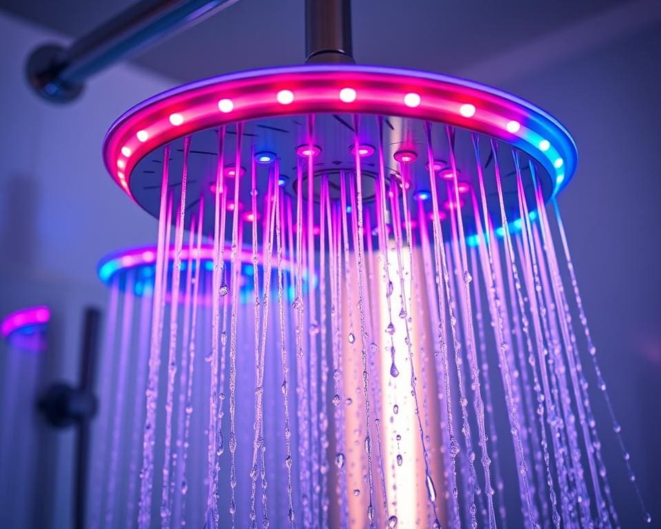 Waterbesparende douchekoppen met LED-verlichting