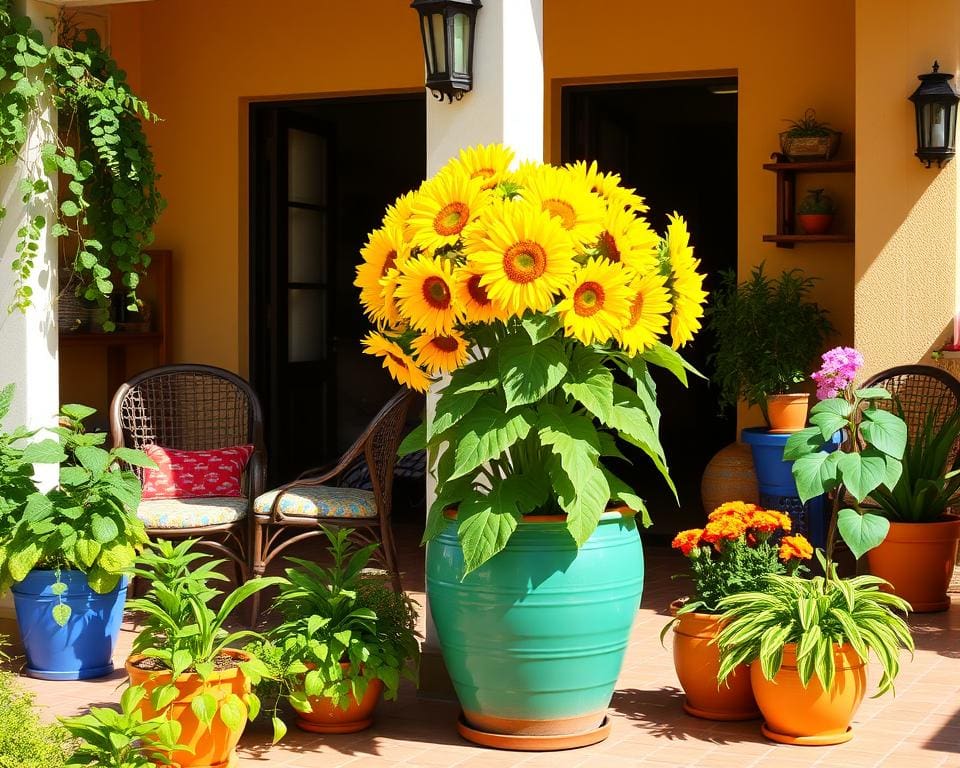 Zonnebloemenpot: Fleur je terras op met zonnebloemen